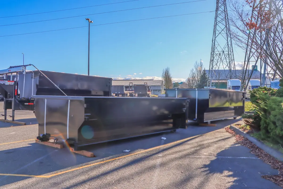 Roll-off dumpster ready for waste disposal at job site for 2 Yard Dumpster Rental in Phillipsburg